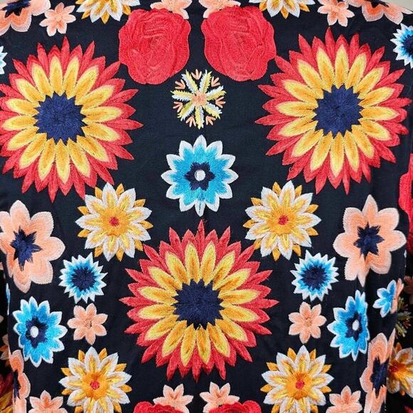 New Alice + Olivia Rory Multicolor Floral Embroidered Long Jacket Coat Size M - Picture 5 of 16